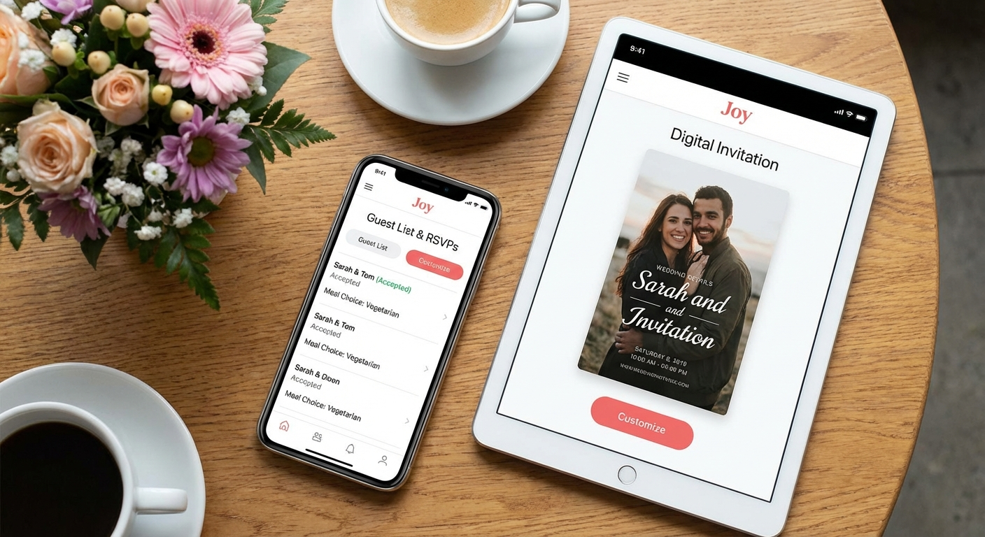 Joy wedding app guest RSVP management