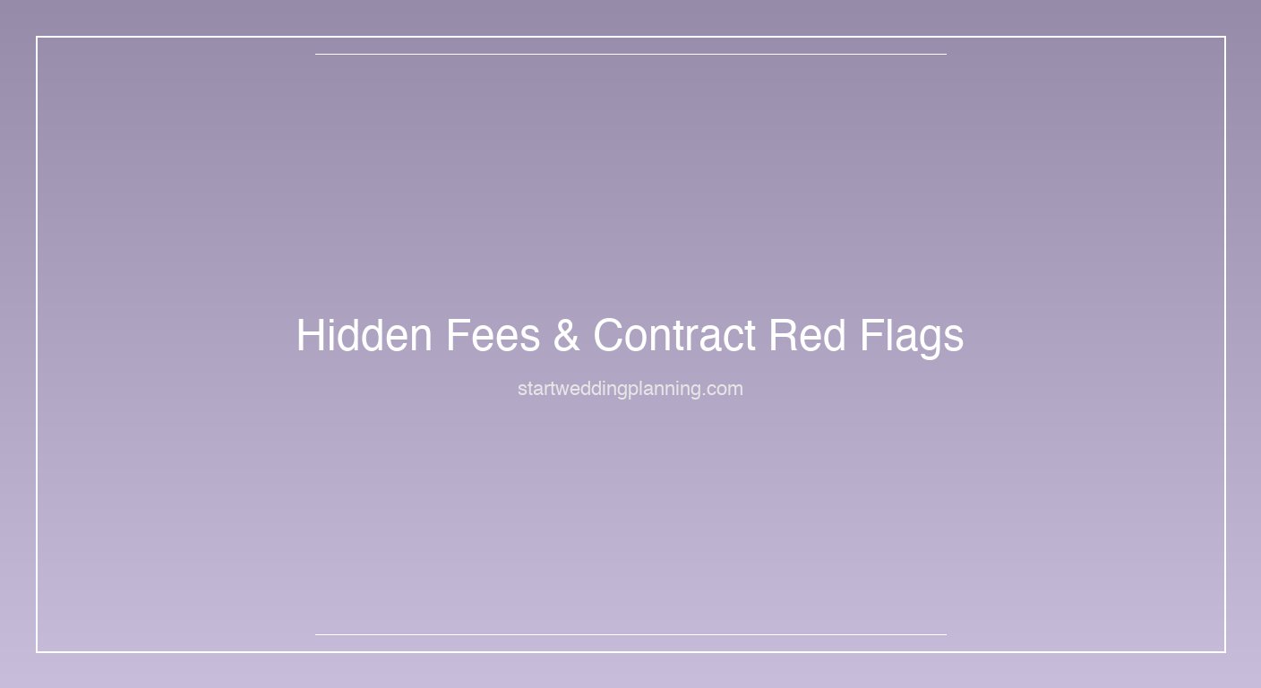 Close-up of a wedding venue contract with highlighted sections showing hidden fees