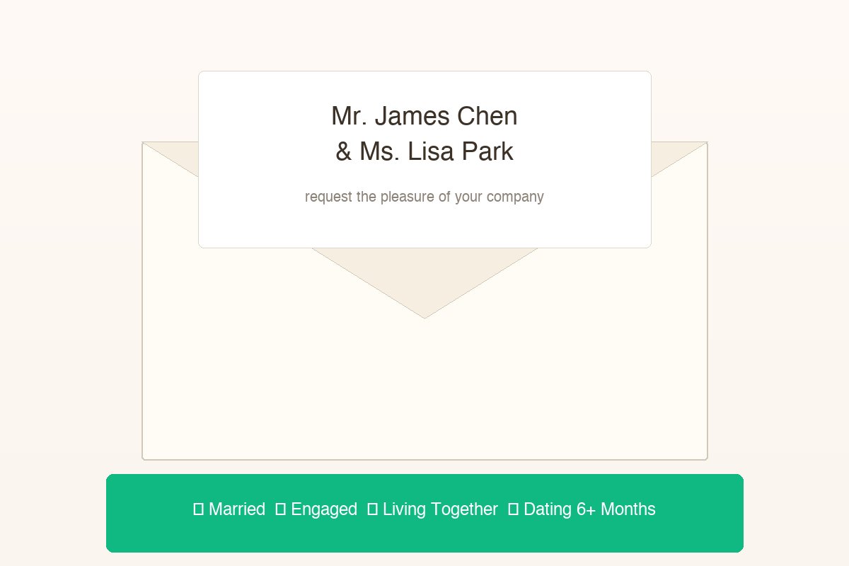 Close-up of a beautifully addressed wedding invitation envelope with calligraphy