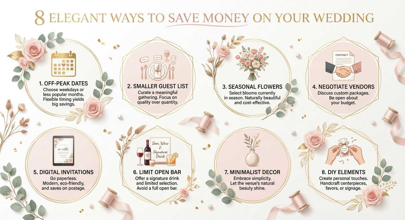 8 ways to save money on your wedding infographic