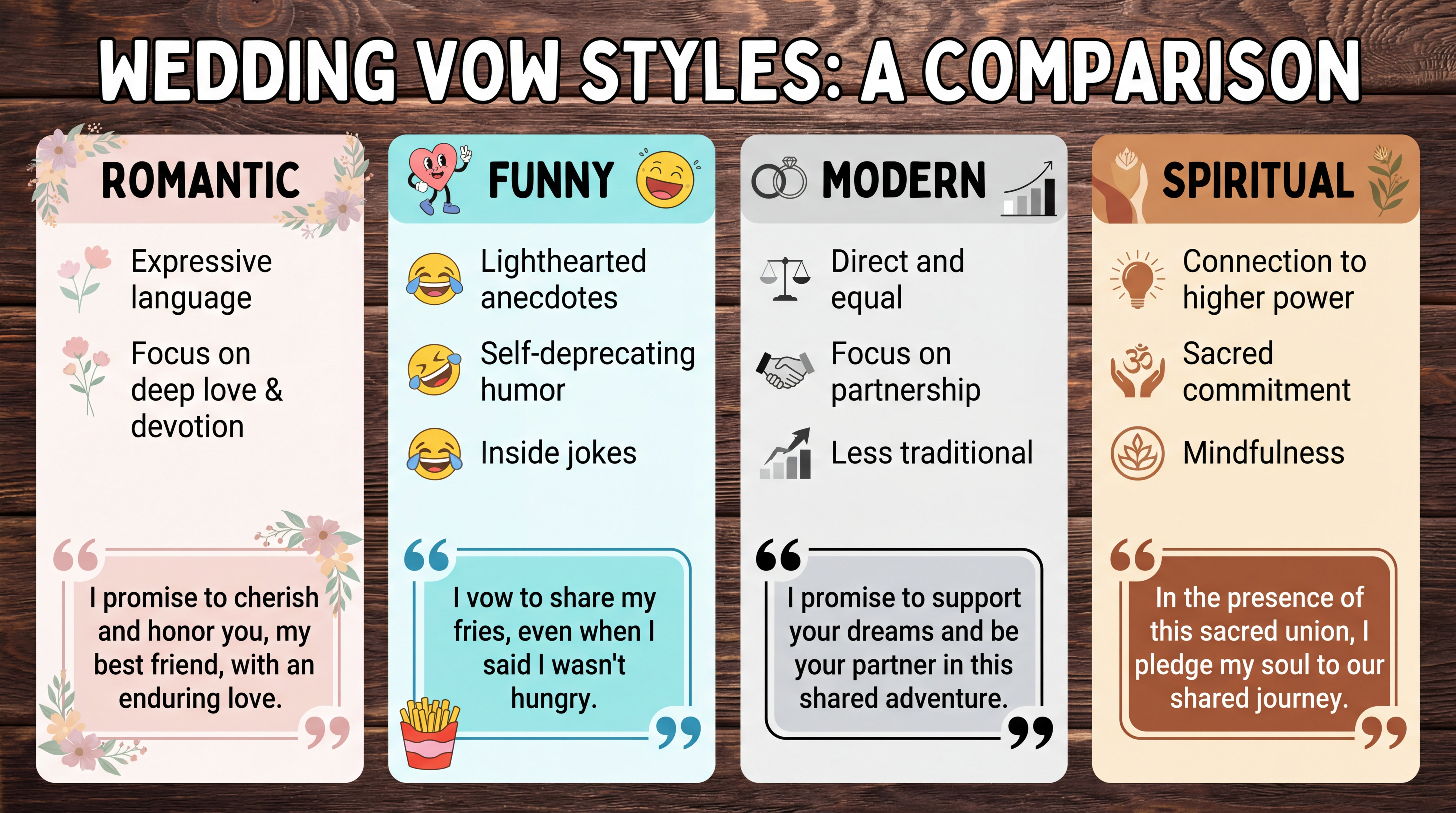 Different vow styles comparison infographic