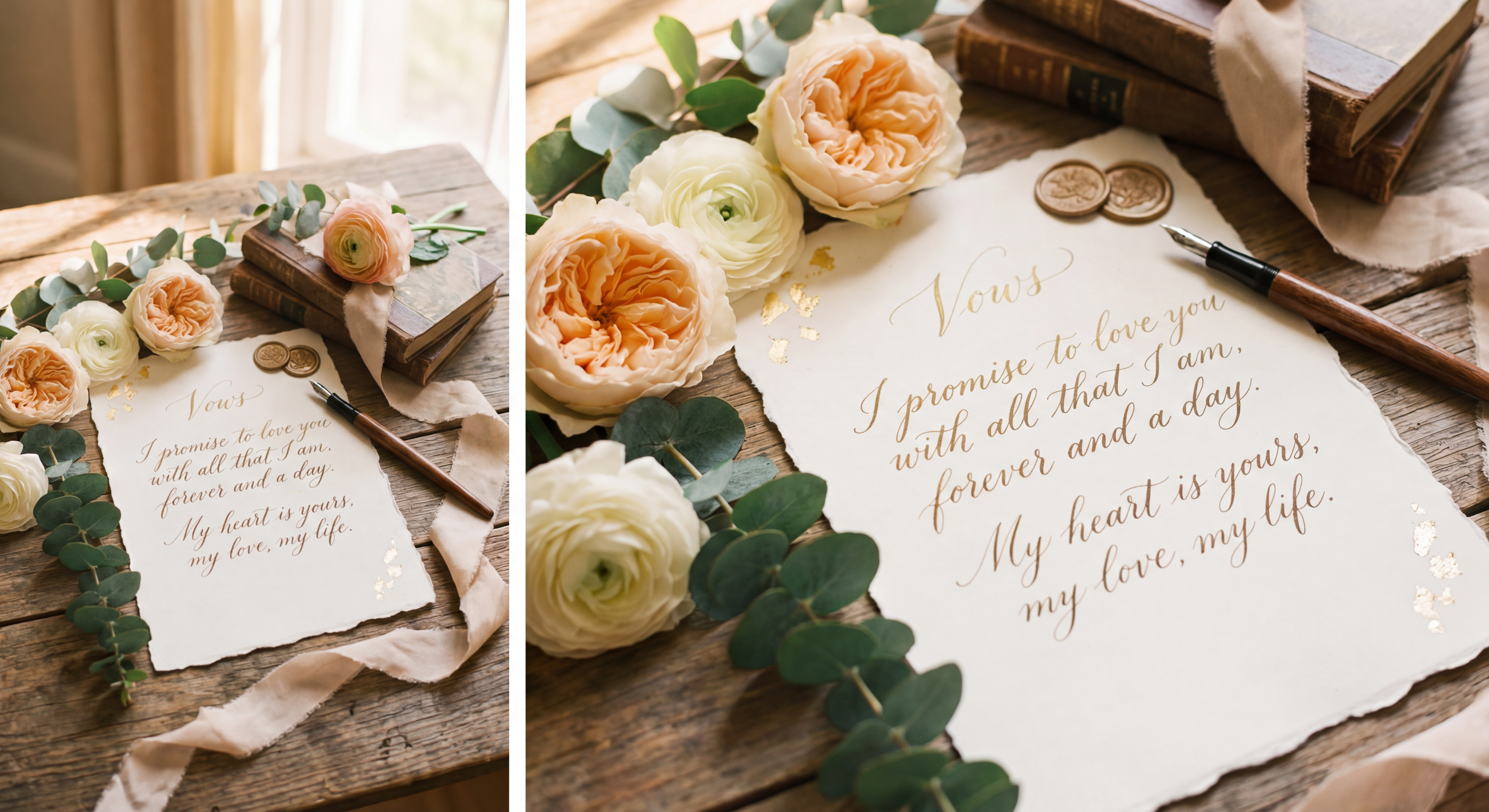Elegant vow templates and calligraphy